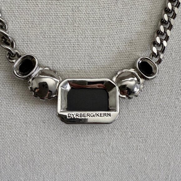 Dyrberg/Kern Bedard Swarovski crystal necklace and curb chain Black and Clear - Picture 6 of 7